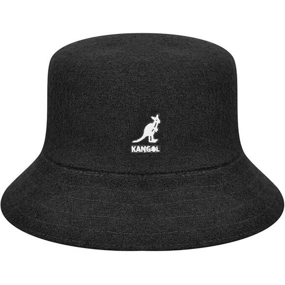 Kangol Bermuda Terry Black White Logo Boonie Bucket Hat Unisex Adult Size Medium - Picture 1 of 5